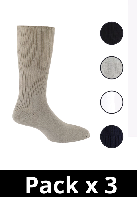 Pack x 3 Media algodón sin elástico Sayer