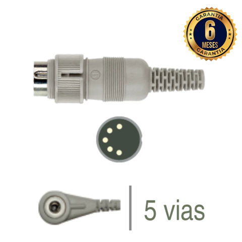 Cabo de ECG 5 vias Clip - Ecafix
