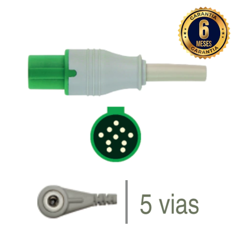 Cabo de ECG 5 vias Clip - Hellige