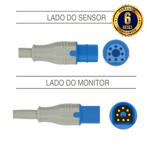 Cabo extensor para SpO2 - Philips/Viridia 8P
