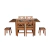 Conjunto Mesa Extensiva de 110cm para 150cm com 4 Cadeiras Rusticas e 2 Banqueta Baixa Madeira Pinus Sala Jantar - comprar online