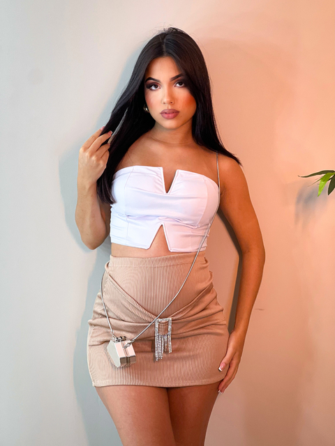 Cropped Eloise cirrê aro v tomara que caia