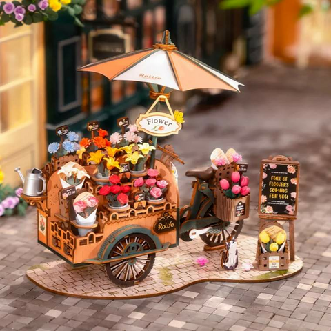 Quebra-Cabeça de Madeira 3D - Bicicleta das Flores