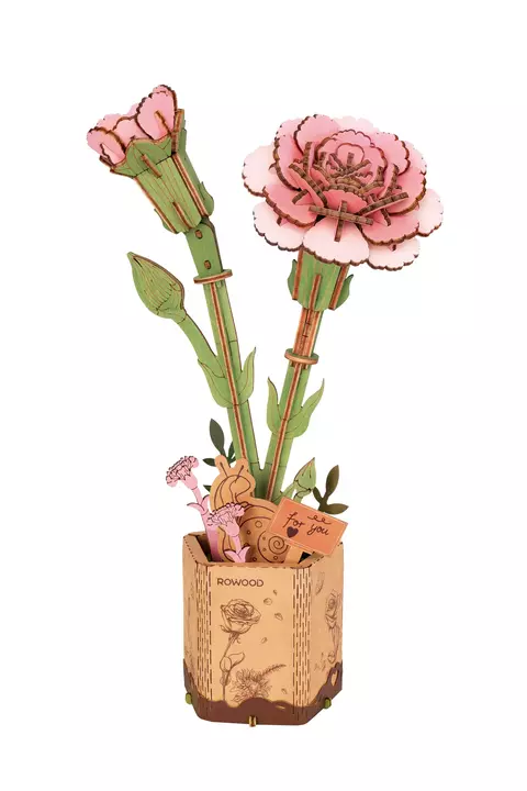 Quebra-Cabeça de Madeira 3D - Cravo Rosa
