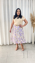 Saia de Tule Lilás Estampada 