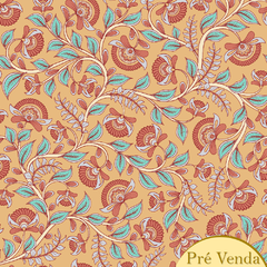 Tecido Tricoline 100% algodão - Kalamkari 10 - Fabricart (0.50x1.50)