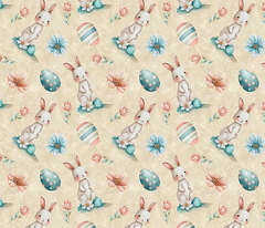 TECIDO TRICOLINE DIGITAL 100% ALGODÃO - Coelhinho da páscoa - Fabricart