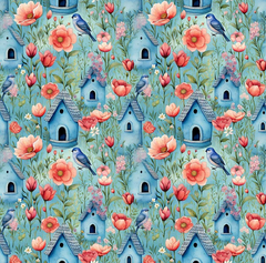 Tecido Tricoline Digital 100% algodão - Coleção Birdhouses - Fabricart