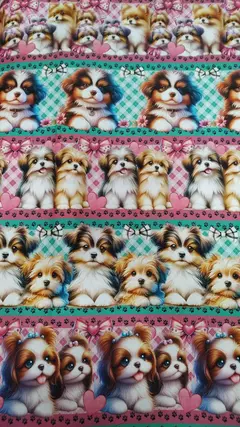 Tecido Tricoline Digital 100% algodão - Coleção Barrados Igaratinga - cachorrinhos - comprar online