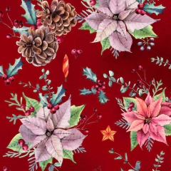 Tecido Tricoline 100% algodão - Flores de Natal (0.50x1.50)