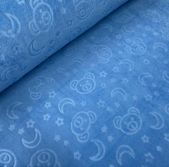 Tecido FLEECE ursinho 3d - 0,50x1,60 - AZUL - comprar online
