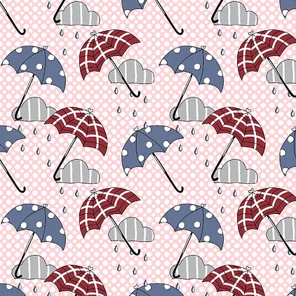 Tecido Tricoline 100% algodão - Guarda Chuvas Rosa - Fuxicos e Fricotes - (0.50x1.50)