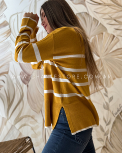 Sweater Ever rayado mostaza - comprar online