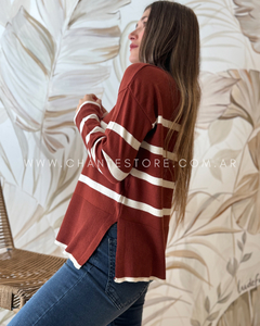 Sweater Ever rayado terracota - Chanté Store