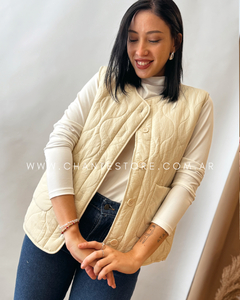 Chaleco reversible Matelasse natural - comprar online