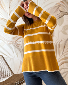 Sweater Ever rayado mostaza en internet
