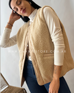 Chaleco reversible Matelasse beige - tienda online