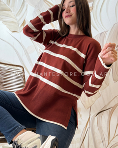 Sweater Ever rayado terracota - comprar online