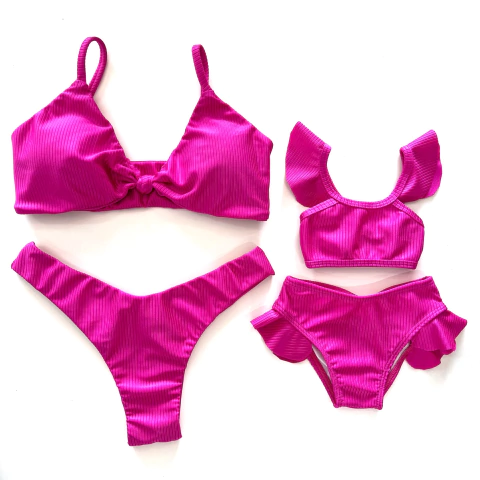 Kit Biquíni tal mãe tal filha rosa choque