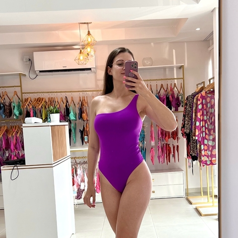 Maiô 2 em 1 body uma manga roxo
