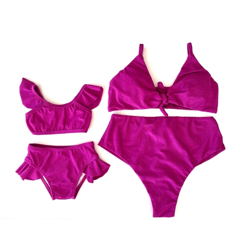 Kit Biquíni tal mãe tal filha laço fúcsia malibu