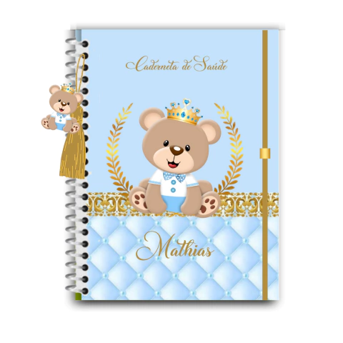 Caderneta de Saúde e Vacinação - Ursinho príncipe azul Claro - comprar online