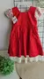 Vestido Bebê Menina Vermelho Mangas e Barra em Guipir