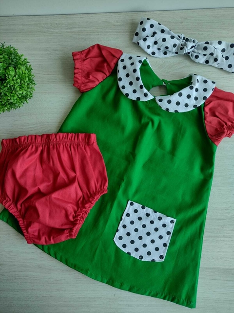 Vestido da Chiquinha com Calcinha + Faixinha de Cabelo