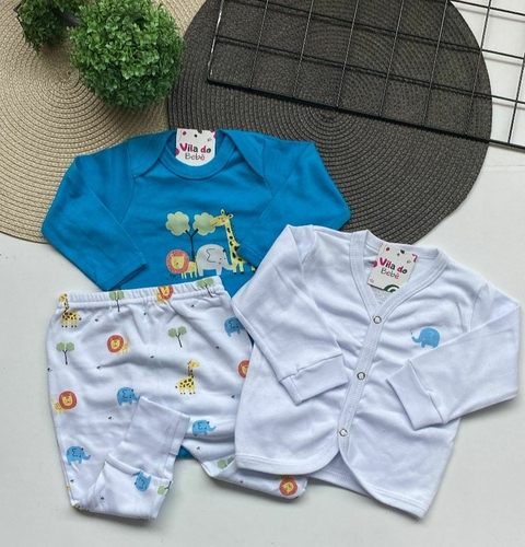 Conjunto de Bebê Menino - 3 peças - Elefante Azul - comprar online