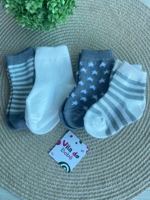Kit de Meias de Bebê com 4 Unidades Menino - 101