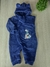 Macacão de Bebê em Fleece Fofinho Azul Bic com Pezinho Aberto