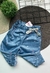 Calça de Bebê Menina - Azul Jeans com Flores - comprar online
