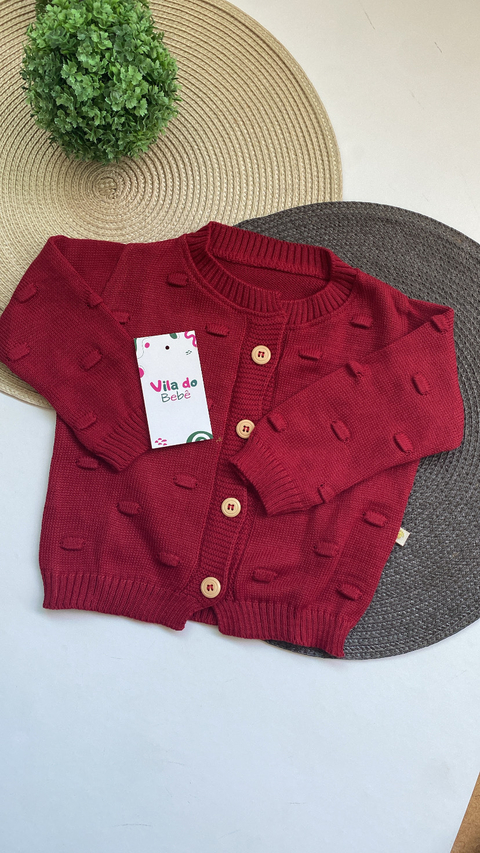 Casaco de Bebê em Tricô - Vermelho - comprar online