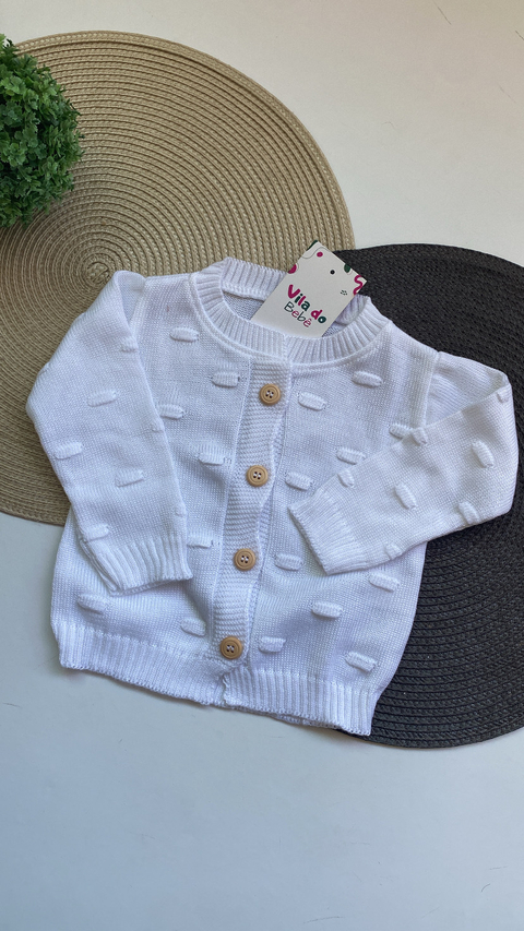 Casaco de Bebê em Tricô - Branco - comprar online