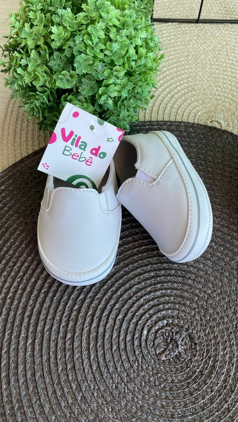 Sapatinho de Bebê Menino Sem cadarço Slip On - Branco