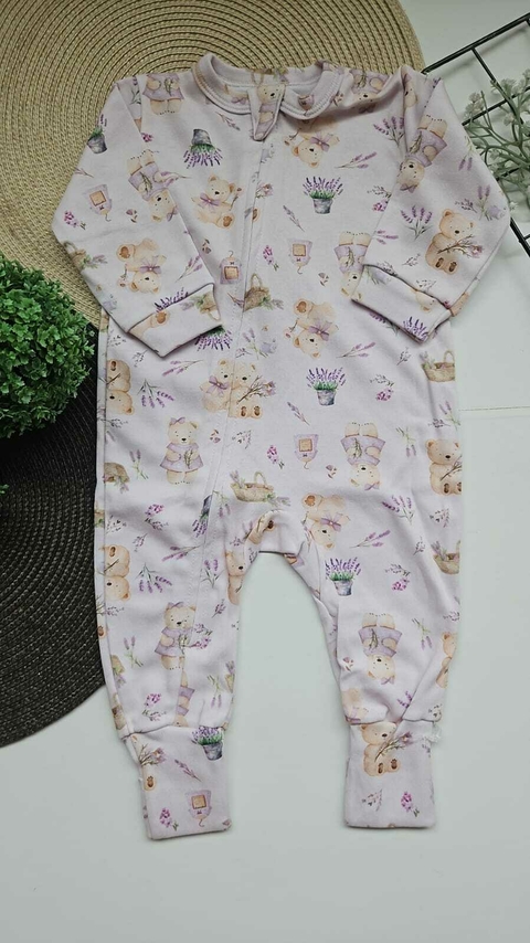 Macacão de Bebê Menina com Zíper - Urso Lílas - comprar online