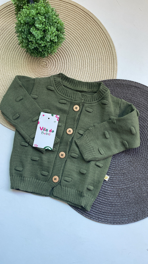 Casaco de Bebê em Tricô - Verde Escuro - comprar online
