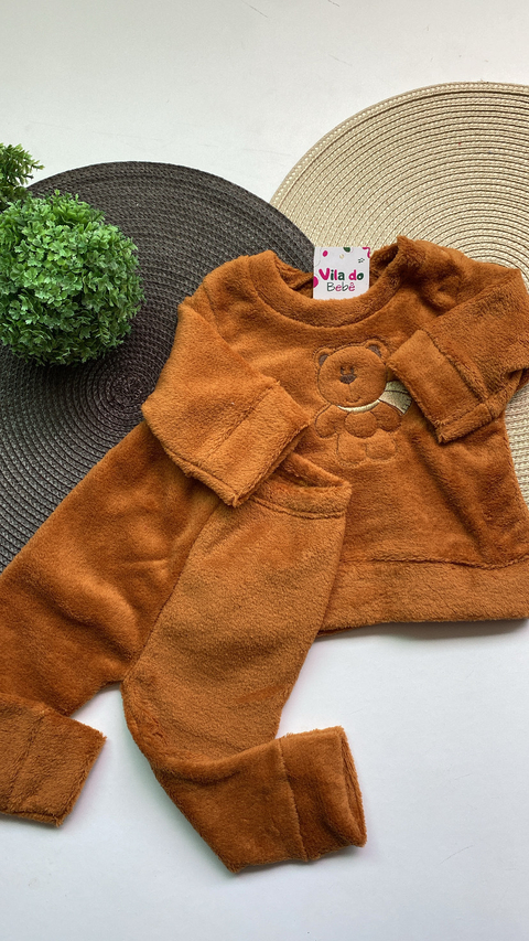 Conjunto de Bebê Em Fleece - Caramelo - comprar online