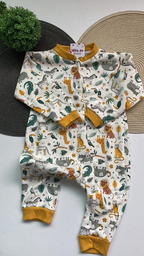 Macacão de Bebê com Botões - Estampado - Safari - comprar online