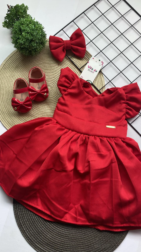 Vestido de Bebê Menina Luxo - Vermelho - comprar online
