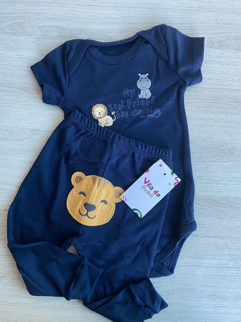 Conjunto de Bebê Menino Kiko Baby - Urso/ Azul marinho - comprar online