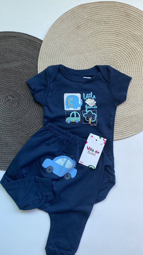 Conjunto de Bebê Menino Kiko Baby - Carros/ Azul marinho - comprar online