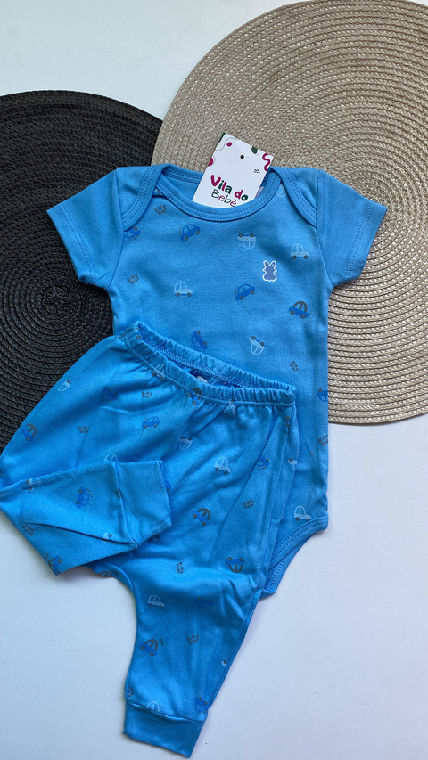 Conjunto de Bebê Menino Kiko Baby - Carrinhos/ Azul claro - comprar online