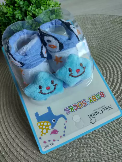 Meia Pantufa de Bebê 3D com Bichinhos Estrelinha Azul