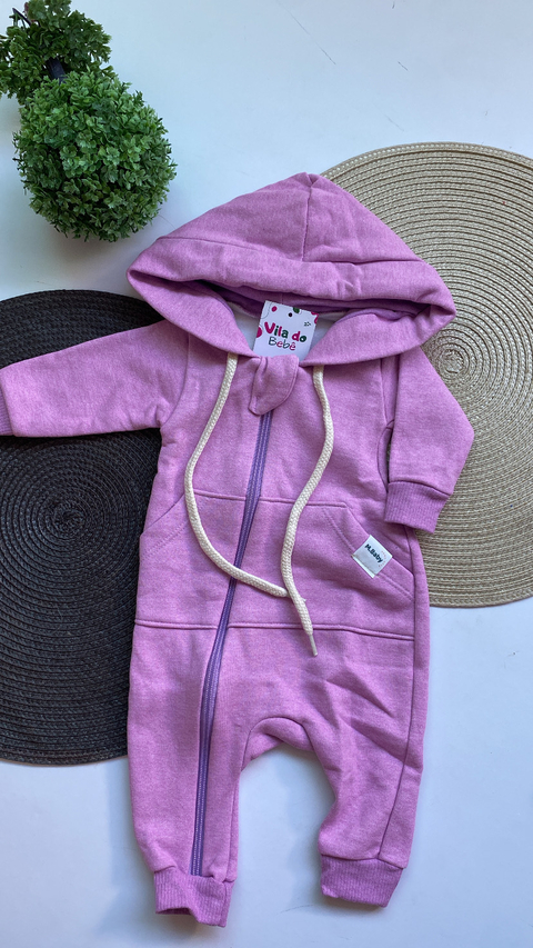 Macacão de Bebê em Moletom com Zíper - Menina/ Lilás - comprar online