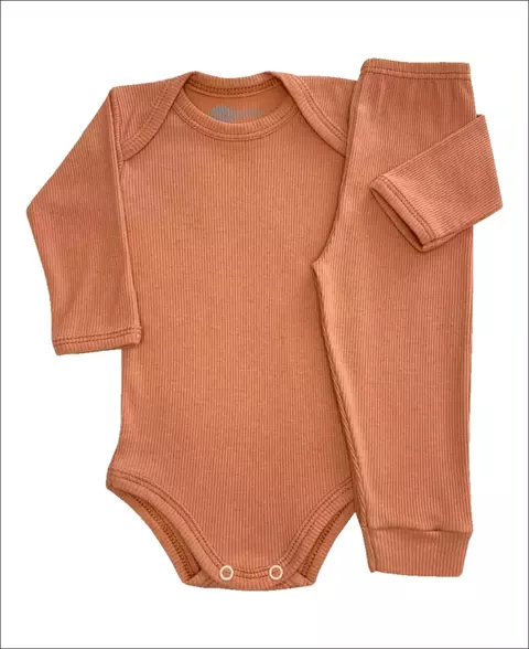 Conjunto Body e Calça Canelado Liso 100% Algodão RN ao G