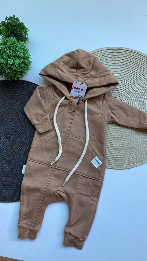 Macacão de Bebê em Moletom com Zíper -Caramelo - comprar online