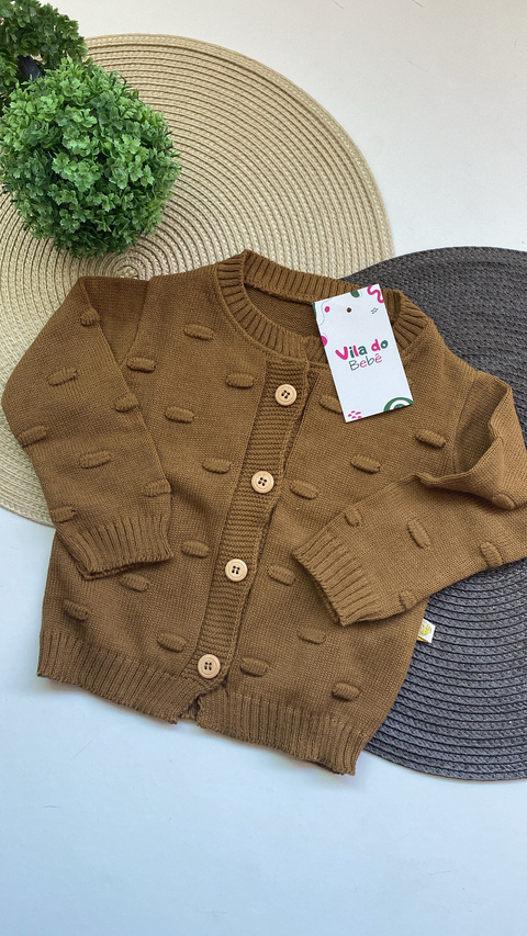 Casaco de Bebê em Tricô - Marrom - comprar online