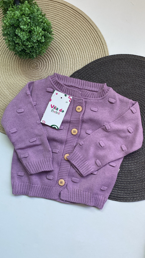 Casaco de Bebê em Tricô - Lilás - comprar online