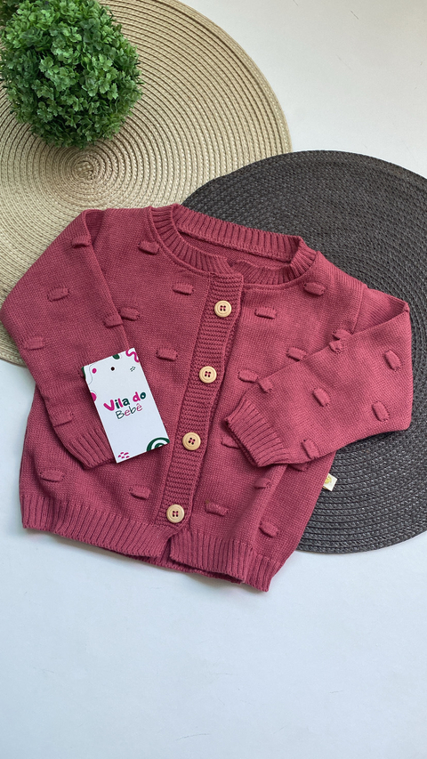 Casaco de Bebê em Tricô - Marsala - comprar online